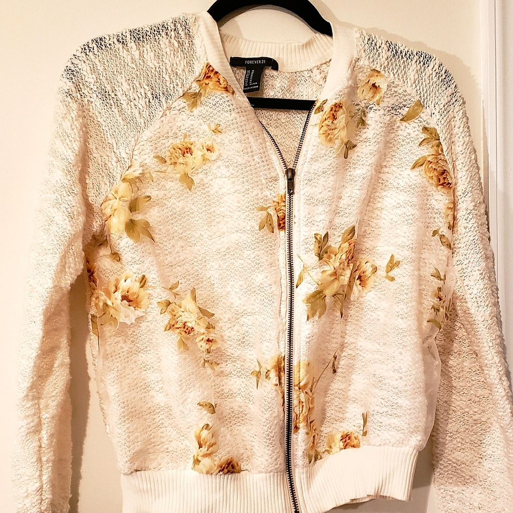 Casual Biege Floral Jacket